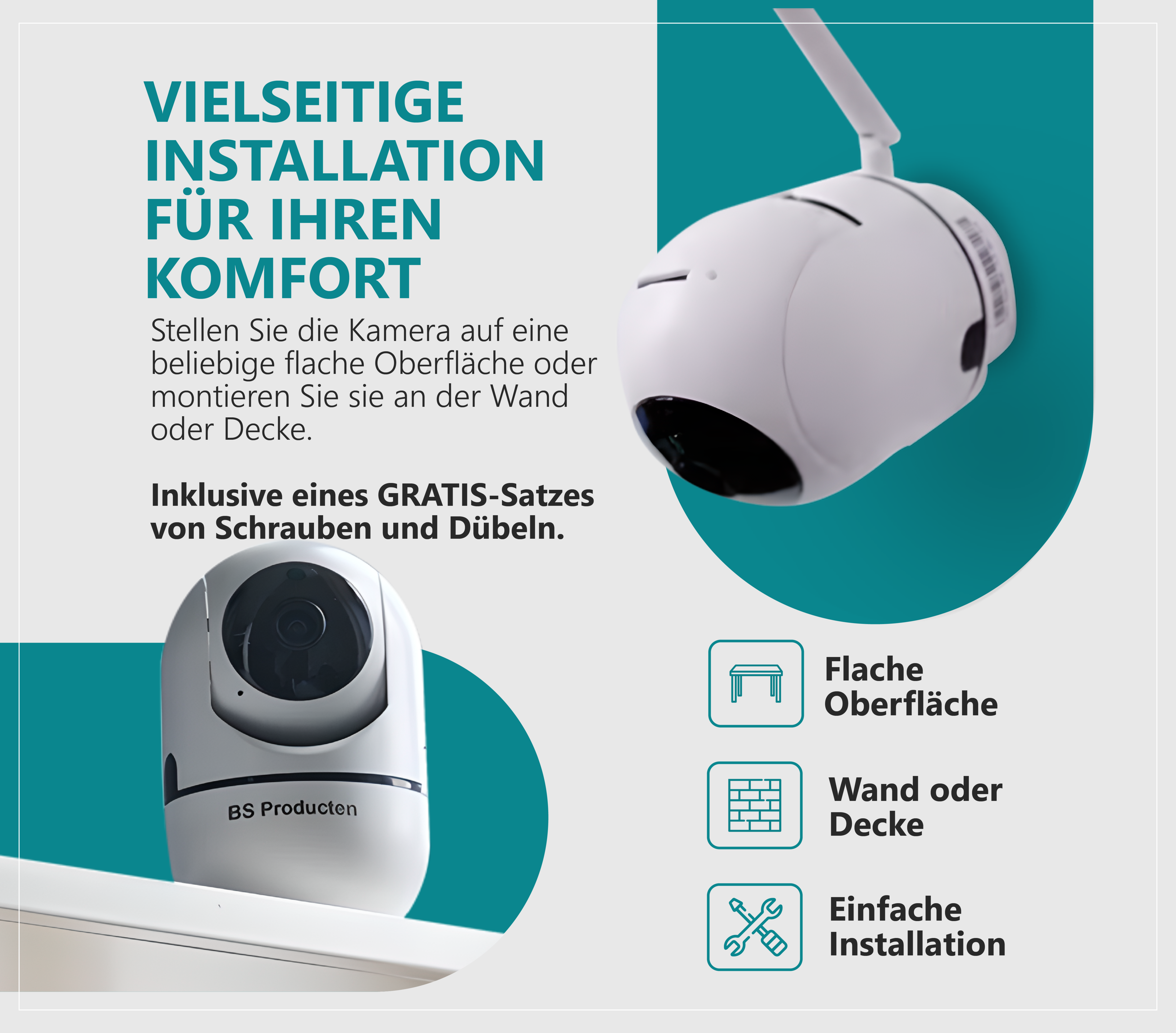 camera Innen WLAN PRODUCTEN mit Überwachungskamera Babyphone mit App GHz kamera Hunde BS 2,4 Weiß, und IP