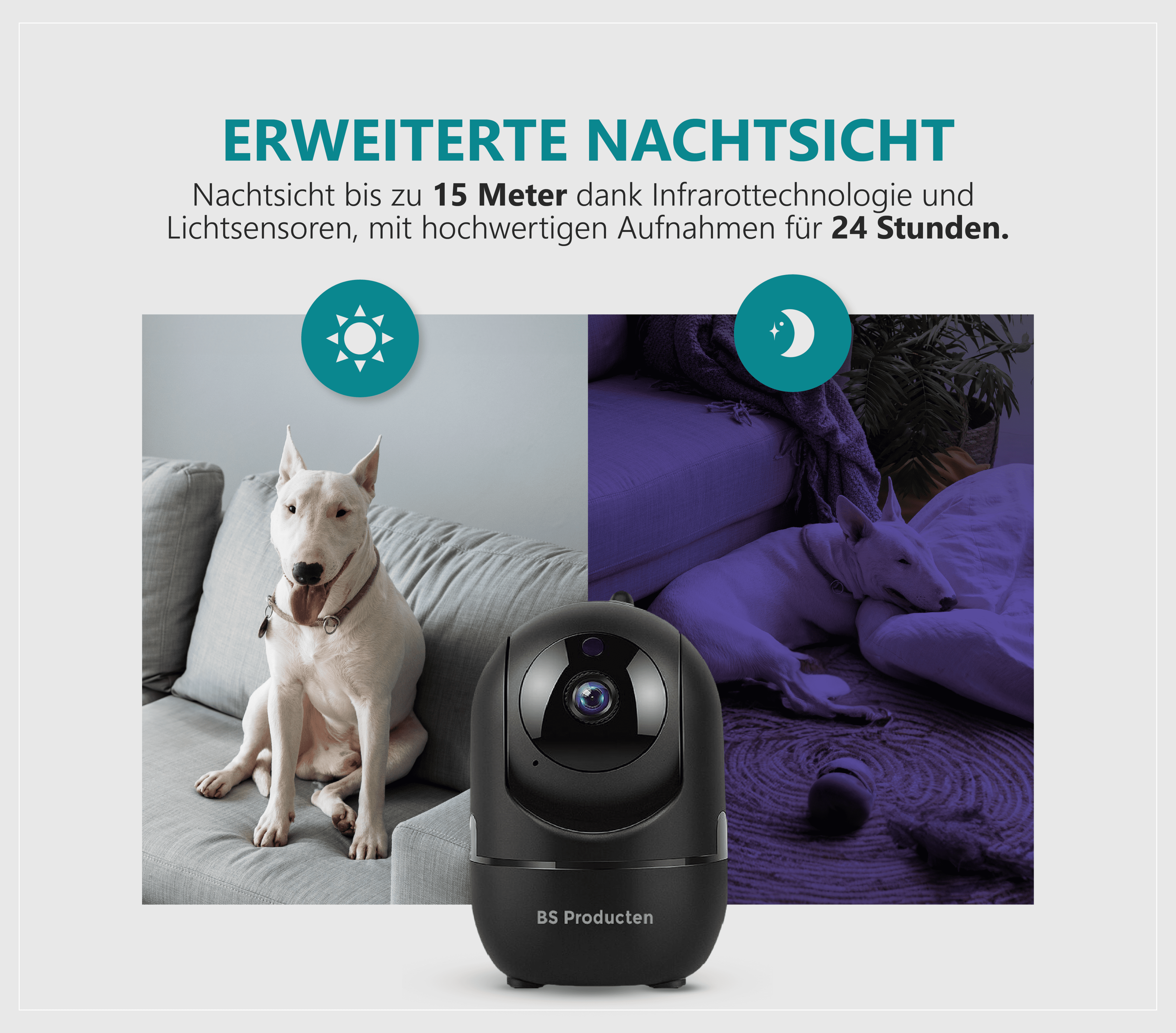 App BS 2,4 Schwarz, mit GHz Überwachungskamera Hundekamera IP WLAN camera Innen PRODUCTEN