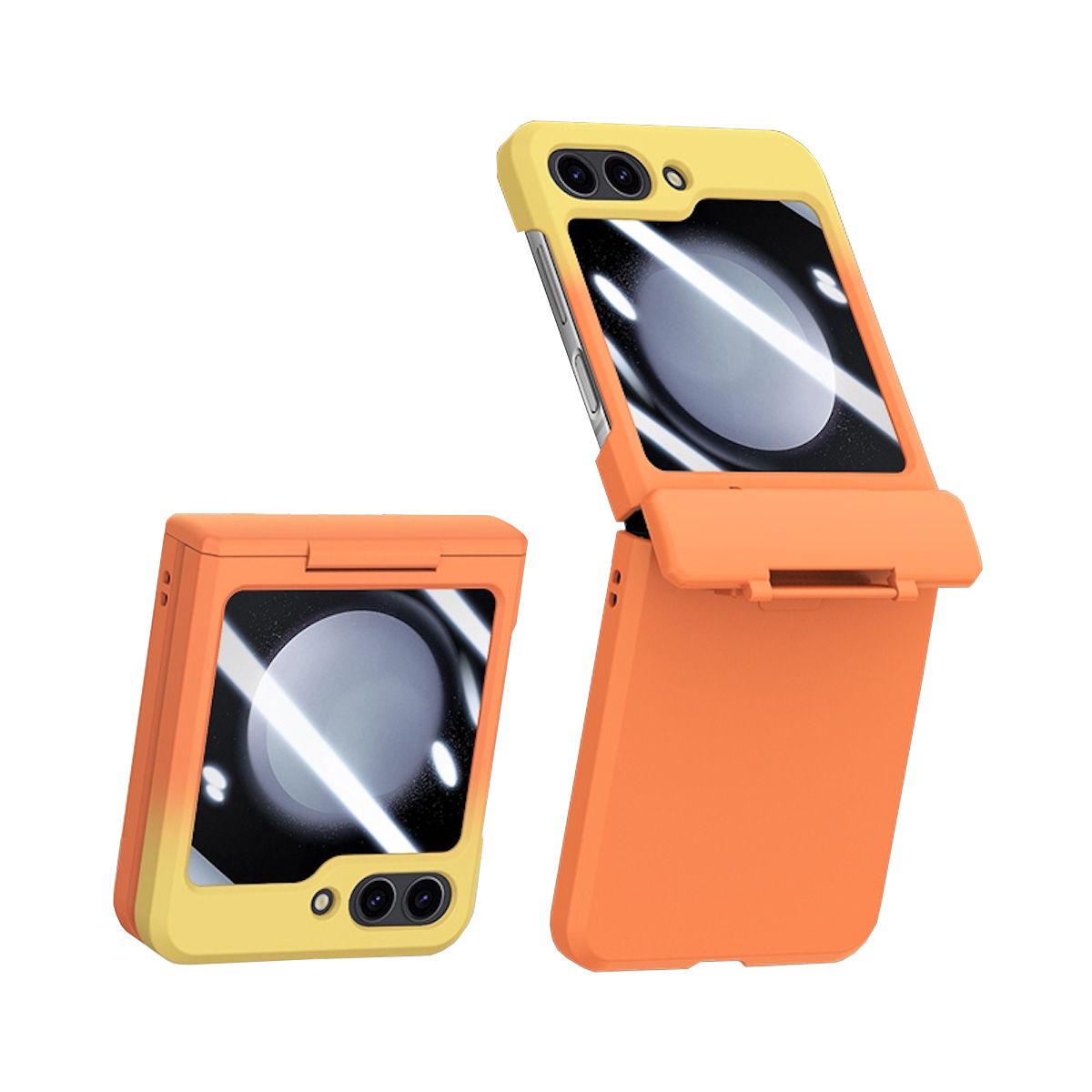 Z 5G, WIGENTO Folding Backcover, Schutz Flip5 Samsung, Gelb Hülle, Orange Skin Feel / Case Cover Galaxy