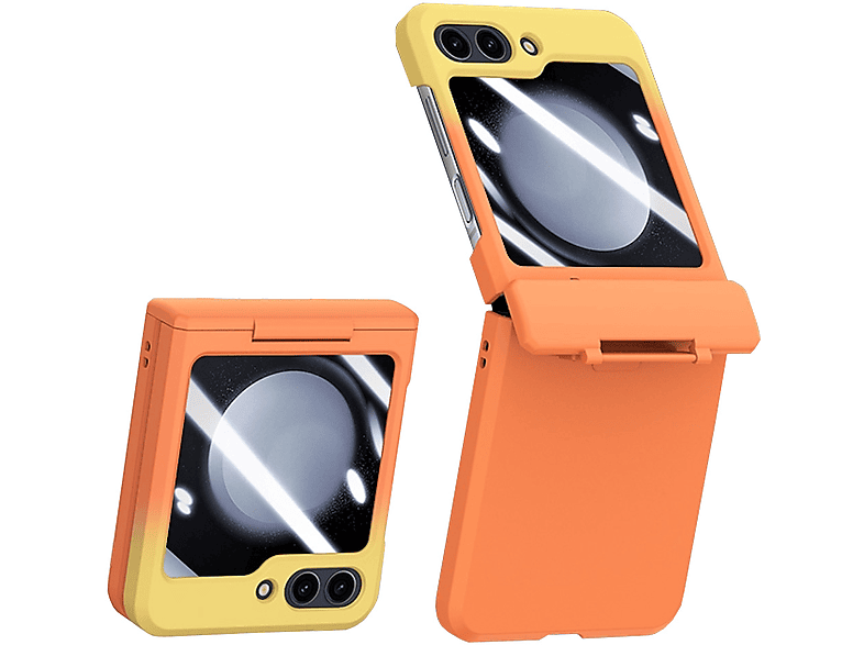 WIGENTO Skin Feel Folding Schutz Case Cover Hülle, Backcover, Samsung, Galaxy Z Flip5 5G, Orange / Gelb
