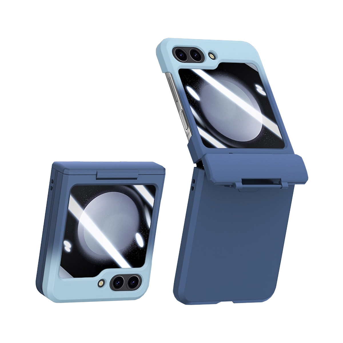 WIGENTO Skin Feel Cover Backcover, Hülle, Dunkelblau Samsung, Galaxy Schutz Hellblau Case Z / Flip5 5G, Folding