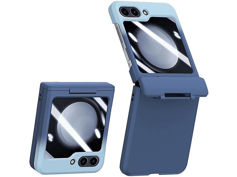 Hülle, Backcover, Hellblau WIGENTO Samsung, Case Feel Folding / Skin Dunkelblau Galaxy Cover Flip5 5G, Schutz Z