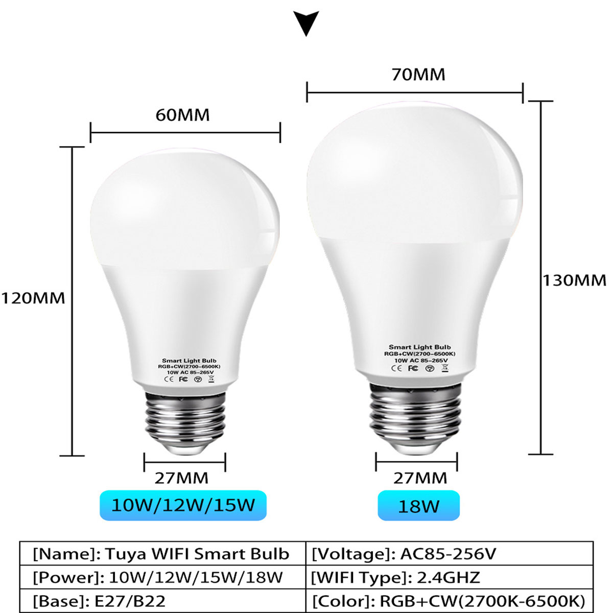 E27 Smarte CW WLAN 18W RGB, Glühbirne PROSCENIC