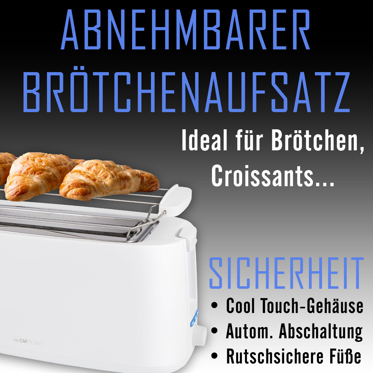 Toaster 2) TA Schlitze: Weiß 3802 (1400 Watt, CLATRONIC