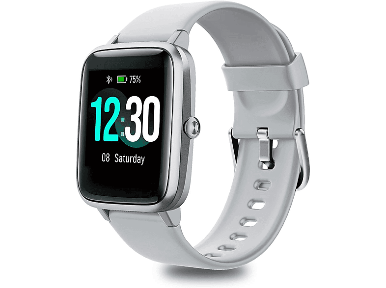 FITTOP Fitness Tracker Uhr Smartwatch Legierung 1x Armbänd Silikon, Grau