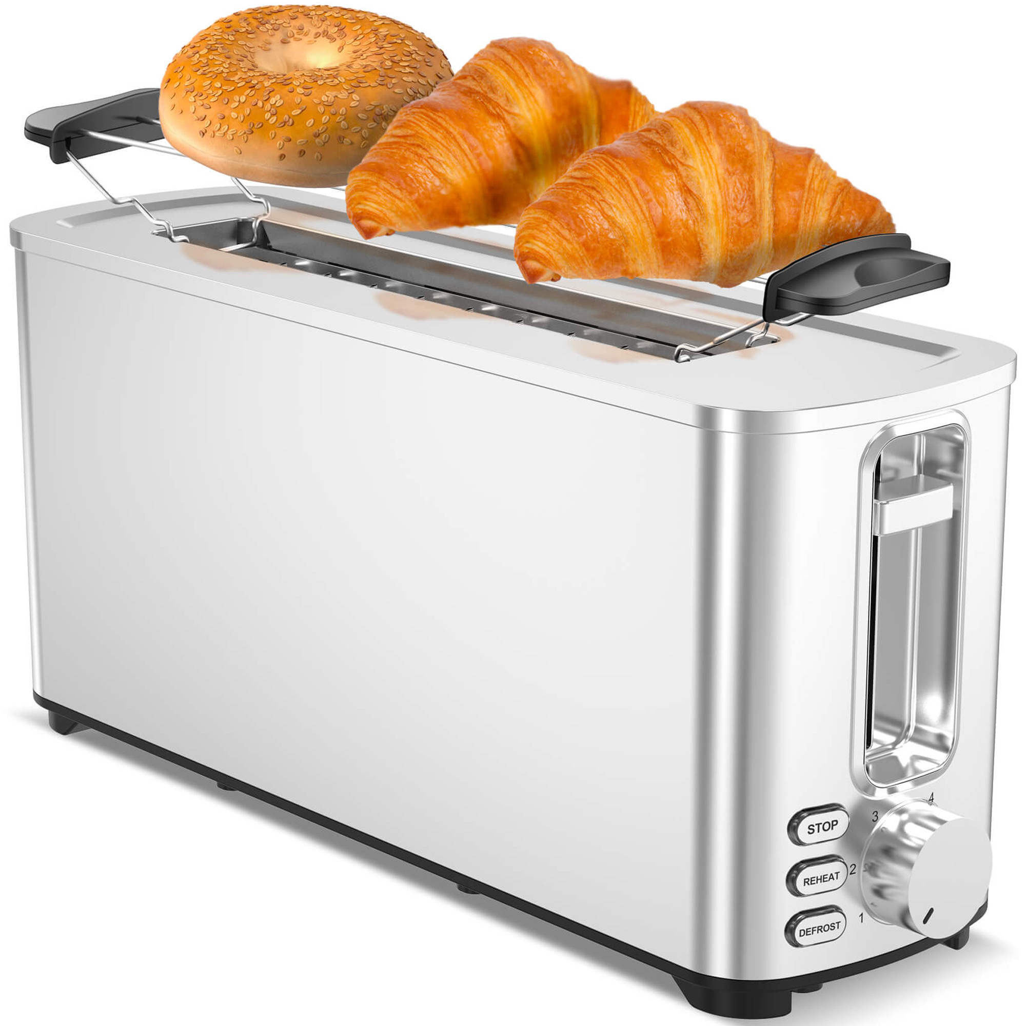 Silver 1) Toaster (1050 BY TURBOTRONIC Watt, Schlitze: Z-LINE TT-BF14