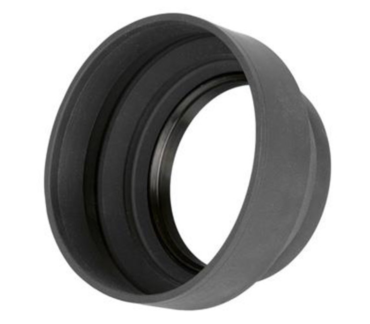 Eine schwarze Sonnenblende. Es ist ein kurzes, konisch geformtes Teil.