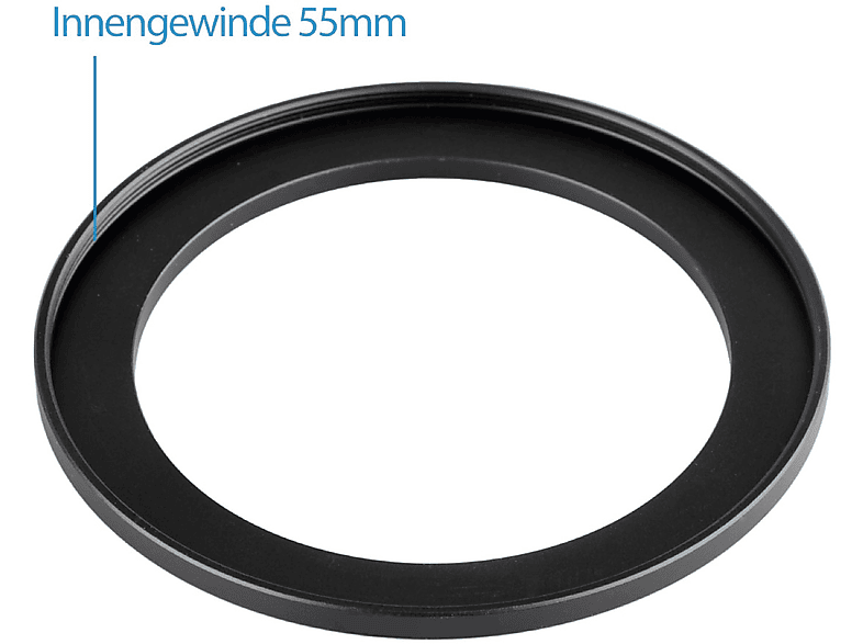 AYEX Step-Up Ring, Step-Up, Black, passend mit Filtergewinde Objektive für