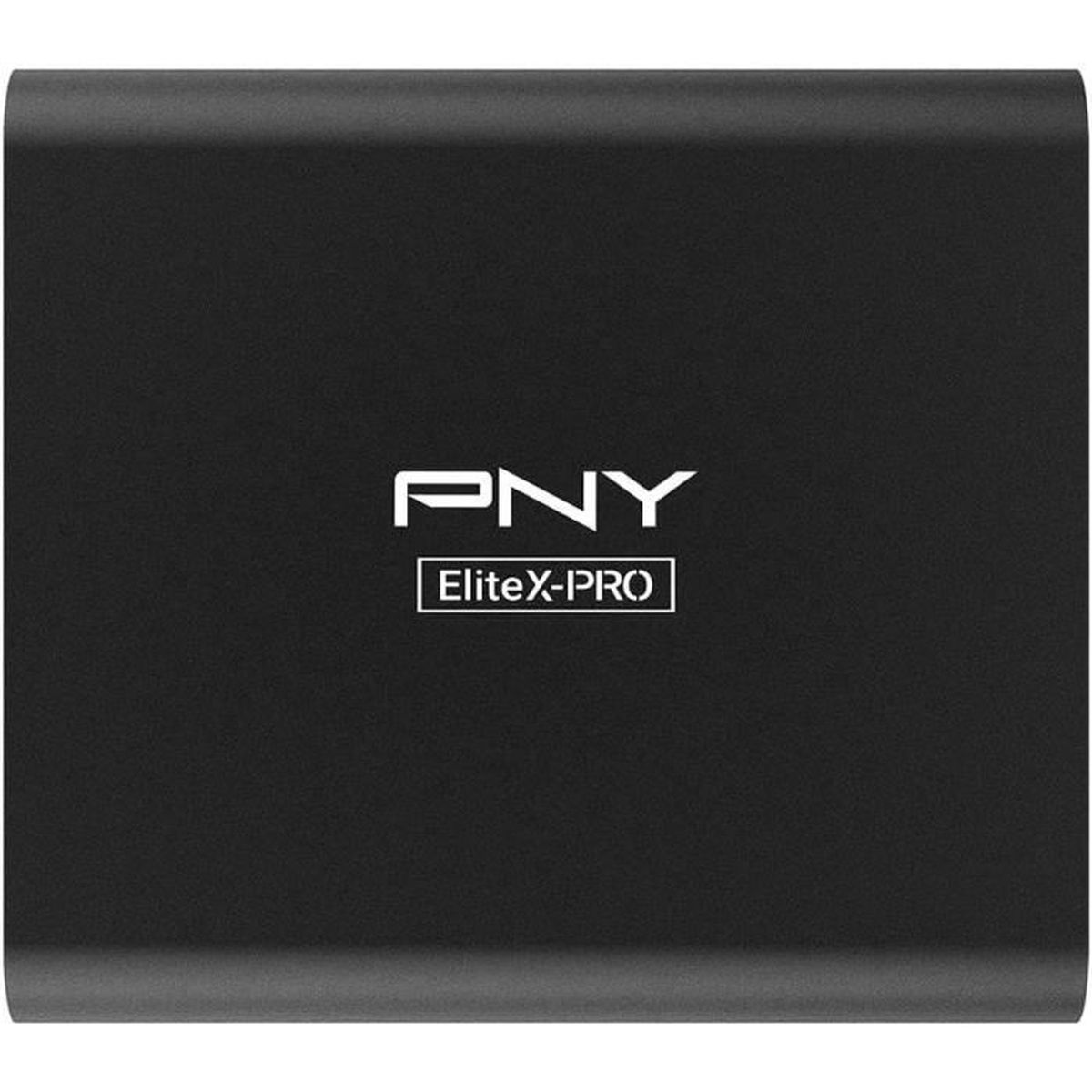 Czarny zewnętrzny dysk twardy PNY z nazwą marki i modelem produktu.