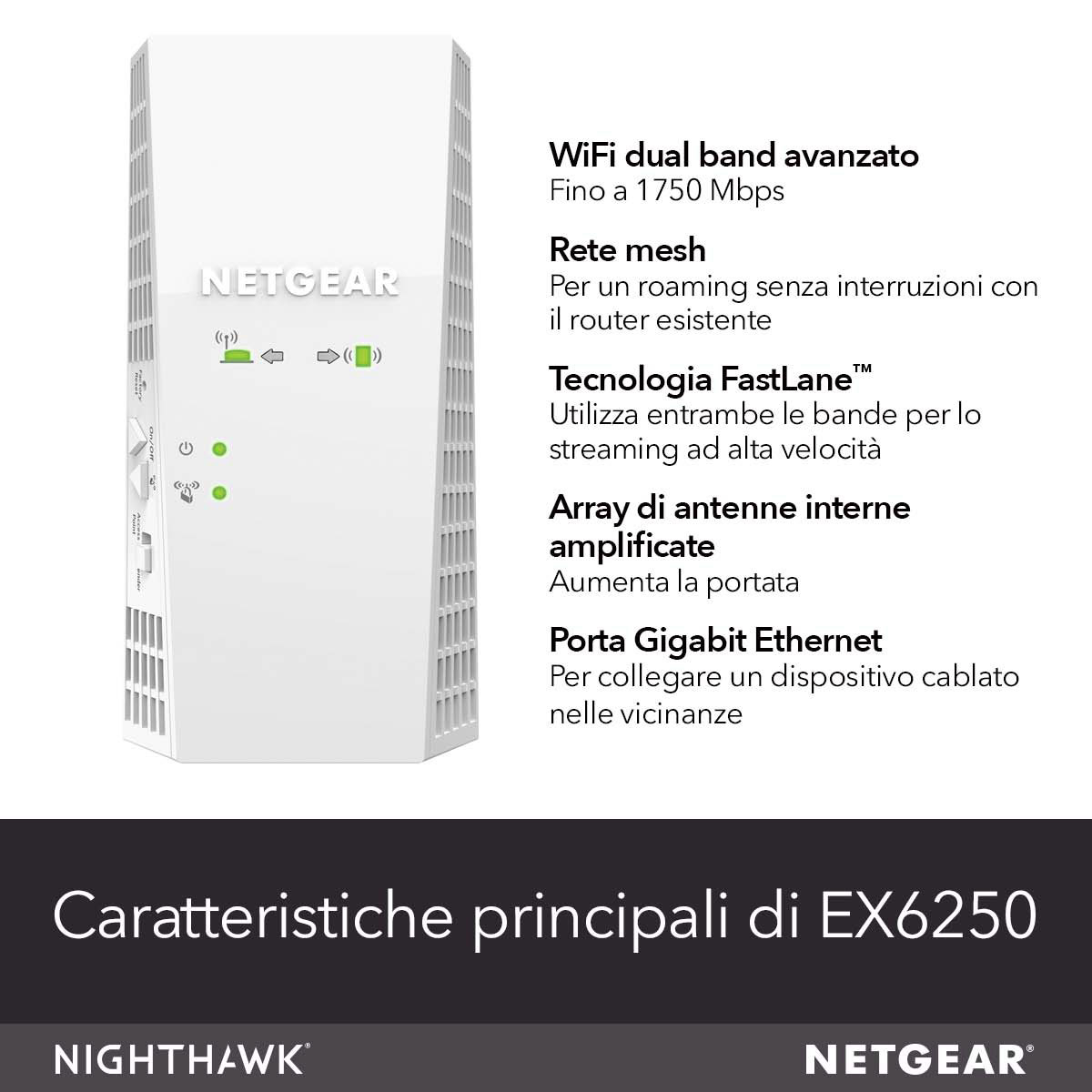 NETGEAR EXTENDER WLAN EX6250-100PES WLAN Mesh AC1750 MESH Extender