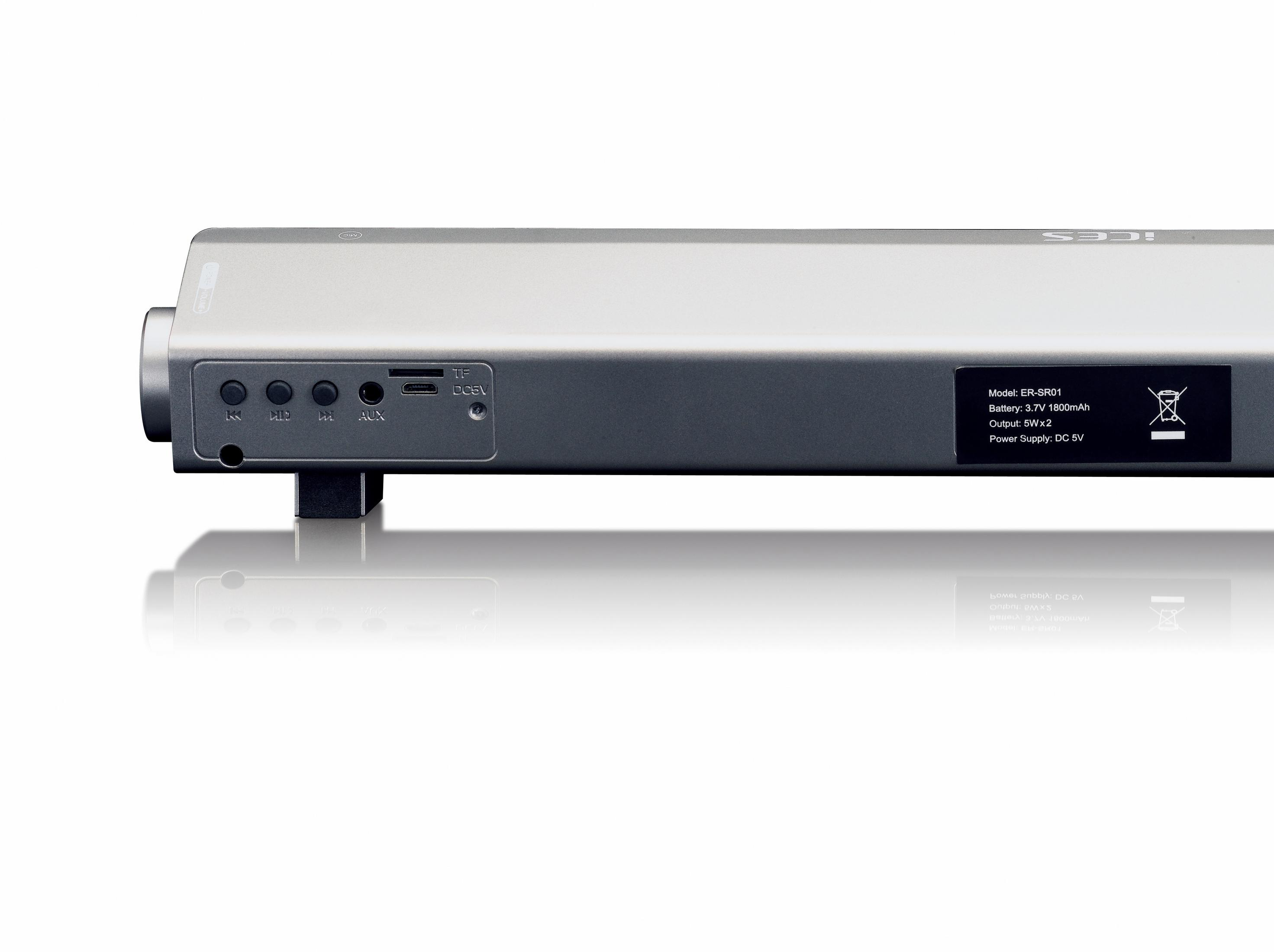 Silber ISB-020 Soundbar - Bluetooth® - SD - Mini ICES Kartenleser, Akkubatterie