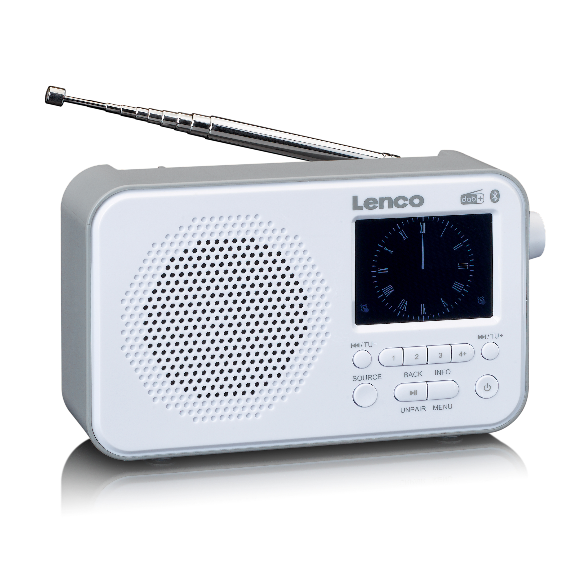 LENCO PDR-036 DAB+ DAB+, AM, mit DAB+, RDS-Funktion, FM-Radio weiß Bluetooth, DAB, FM, PLL Radio/Lautsprecher