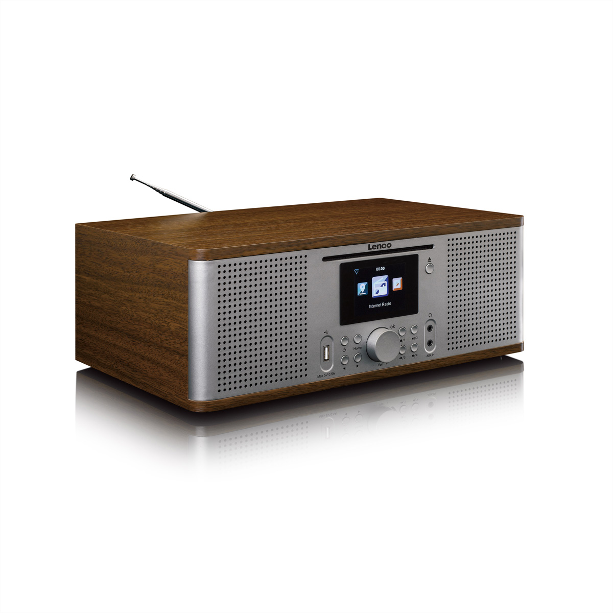 LENCO DIR-270WD Radio, Analogico & Digitale, DAB, DAB+, FM, Internet radio, Bluetooth, Noce-Argento