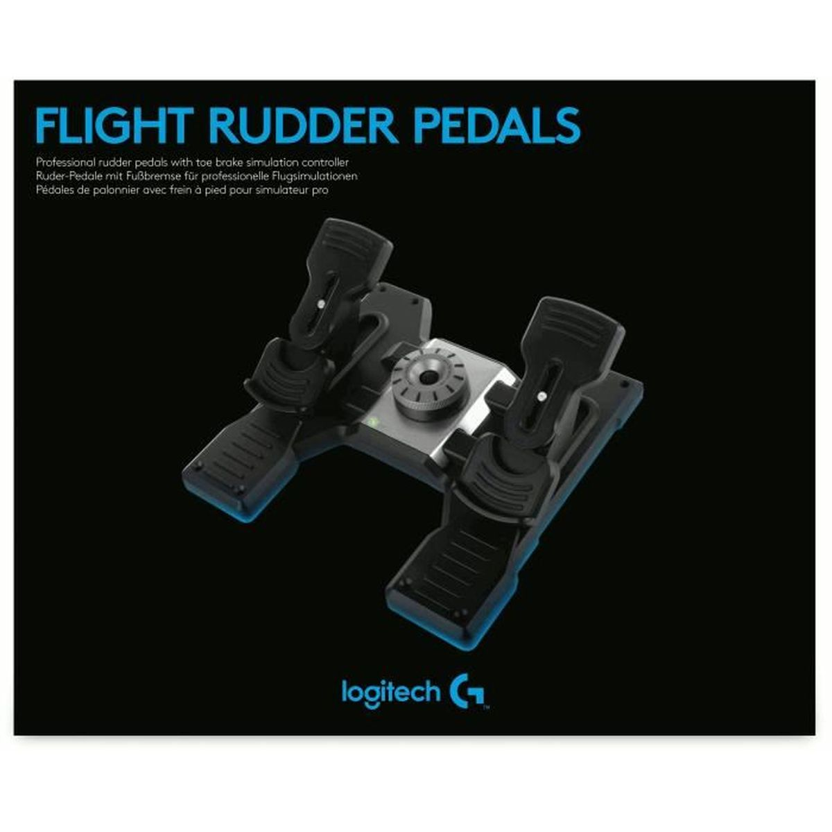 Flugruderpedale mit schwarzem Hintergrund. Das Produkt befindet sich in der Mitte.