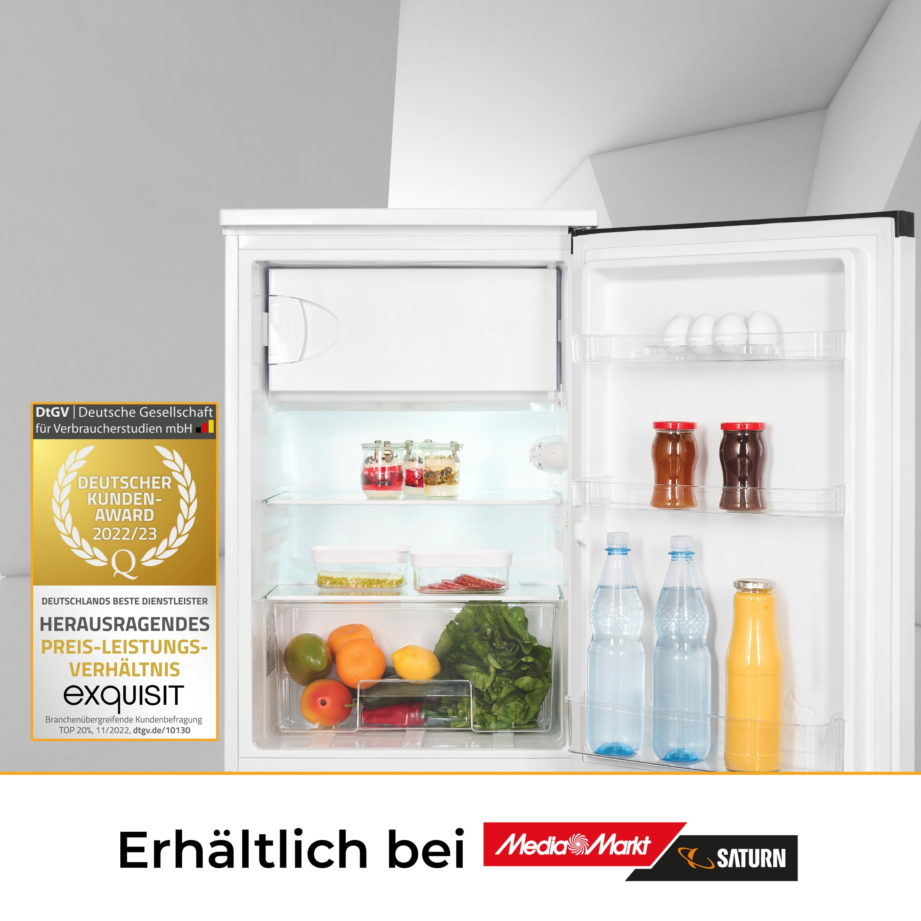 EXQUISIT mm (C, Kühlschrank 845 KS516-4-051C hoch, Weiß)