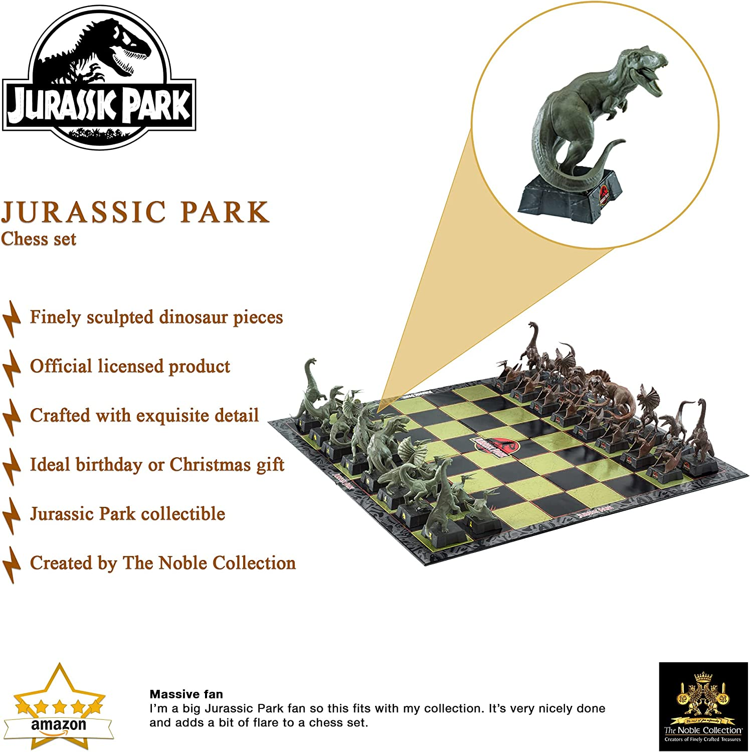THE NOBLE COLLECTION Jurassic Park schwarz Schachspiel