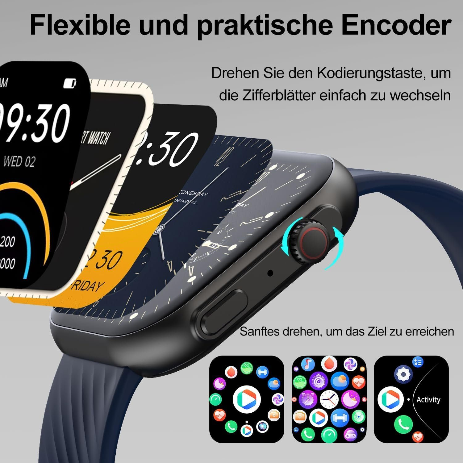 ULTIMEA Fitnessuhr Sportuhr Smartwatch Legierung Silikon, Armbänd Blau 1x