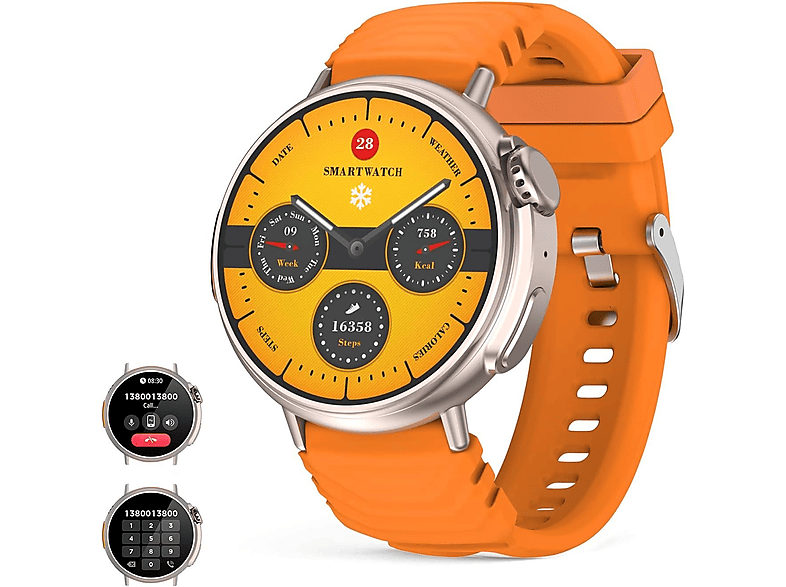Smartwatch Armbanduhr 1x sportuhr Orange AMSTA Uhr Armbänd Fitness Legierung Silikon, Ultra