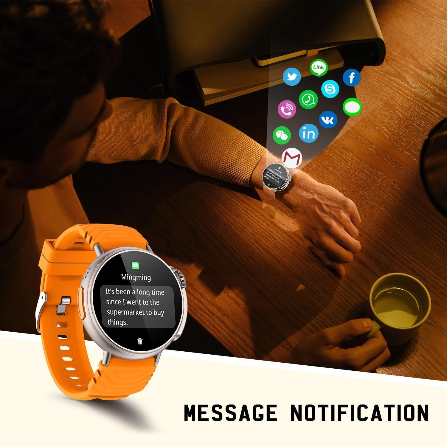 AMSTA Ultra sportuhr Fitness Silikon, Legierung Armbanduhr Armbänd Orange Smartwatch Uhr 1x