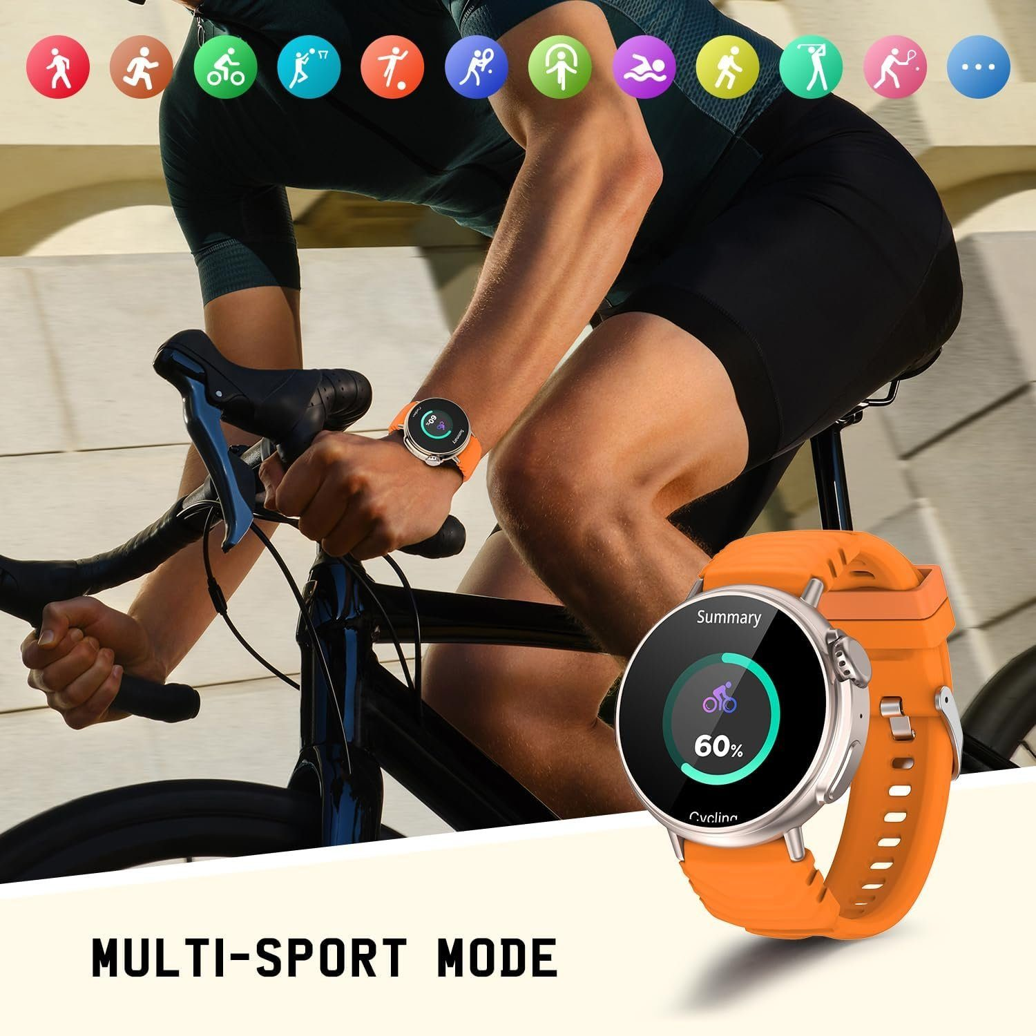 Fitness Smartwatch Ultra AMSTA Armbänd Legierung Uhr Orange 1x sportuhr Armbanduhr Silikon,
