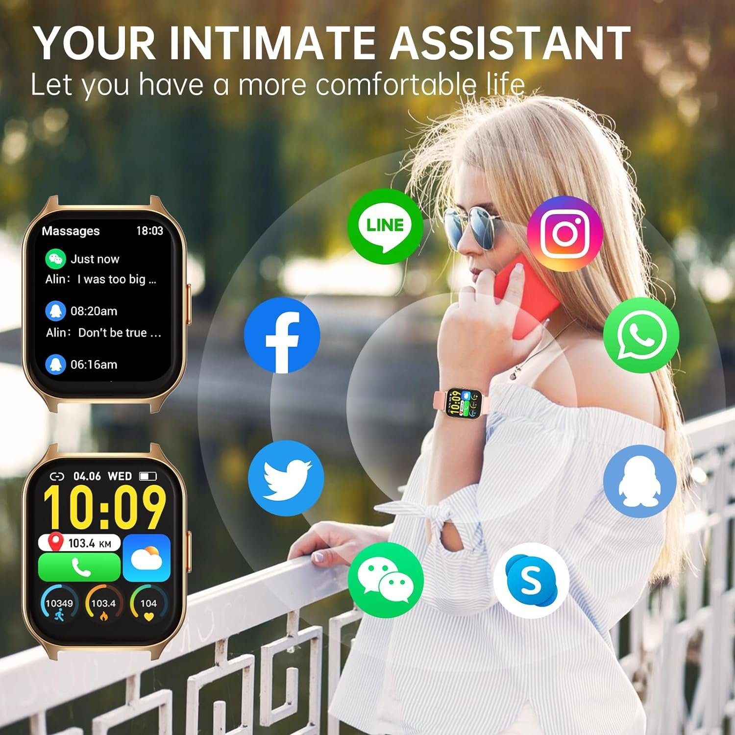 COOLINK Fitness Armbanduhr Rosa Legierung Smartwatch 1x Silikon, Armbänd