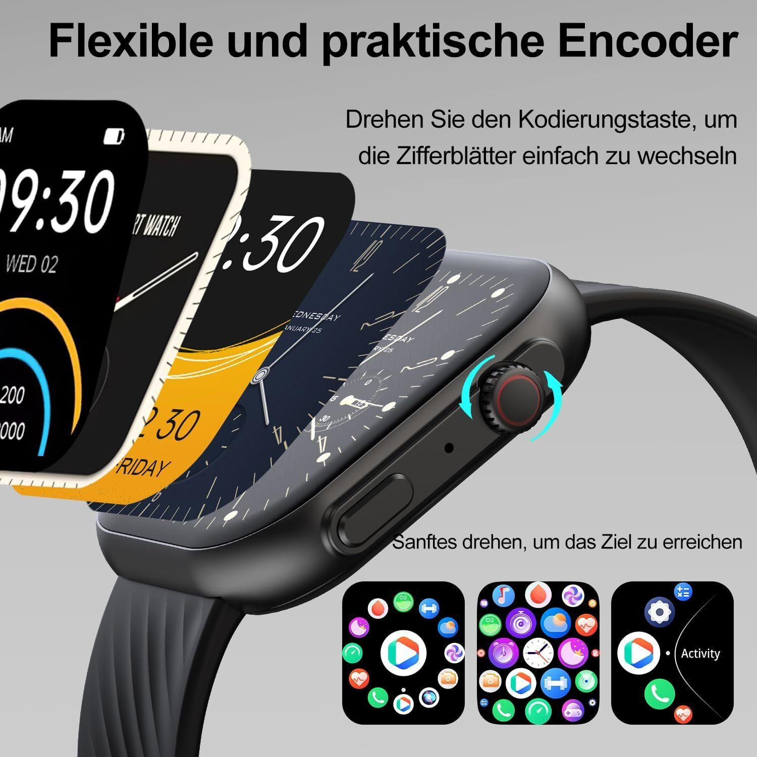 Silikon, Sportuhr 1x Fitnessuhr ULTIMEA Schwarz Armbänd Smartwatch Legierung