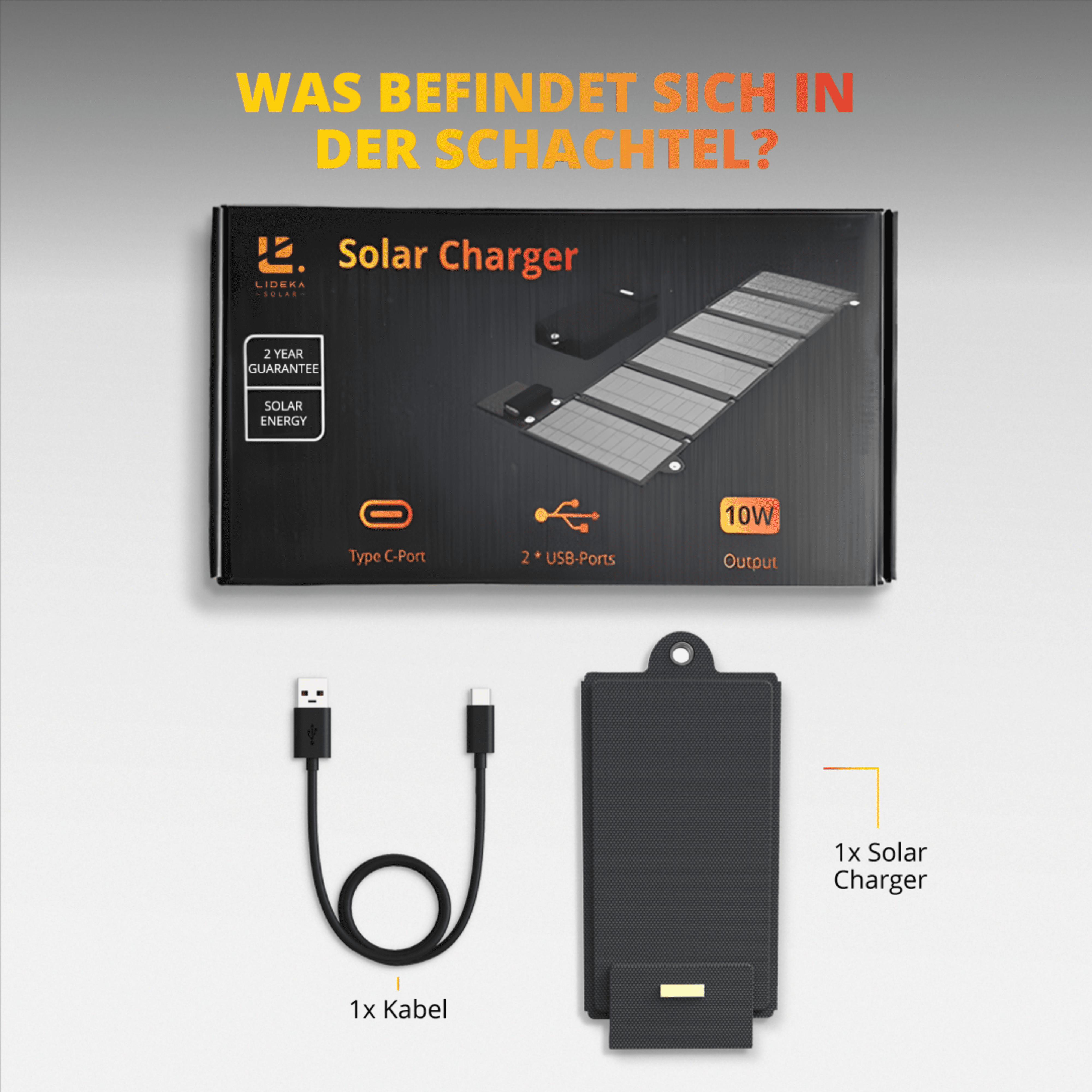 LIDEKA Solar Charger Bank Black Powerbank 2400mAh