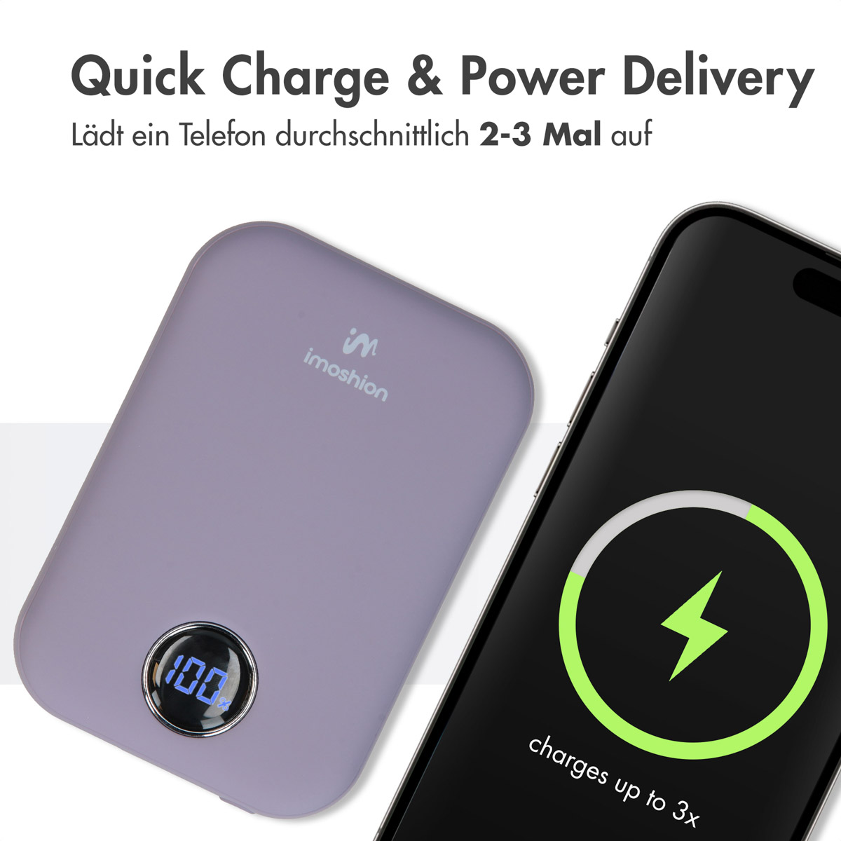 IMOSHION Power & Lila Delivery mAh Charge 10000 Quick MagSafe Powerbank