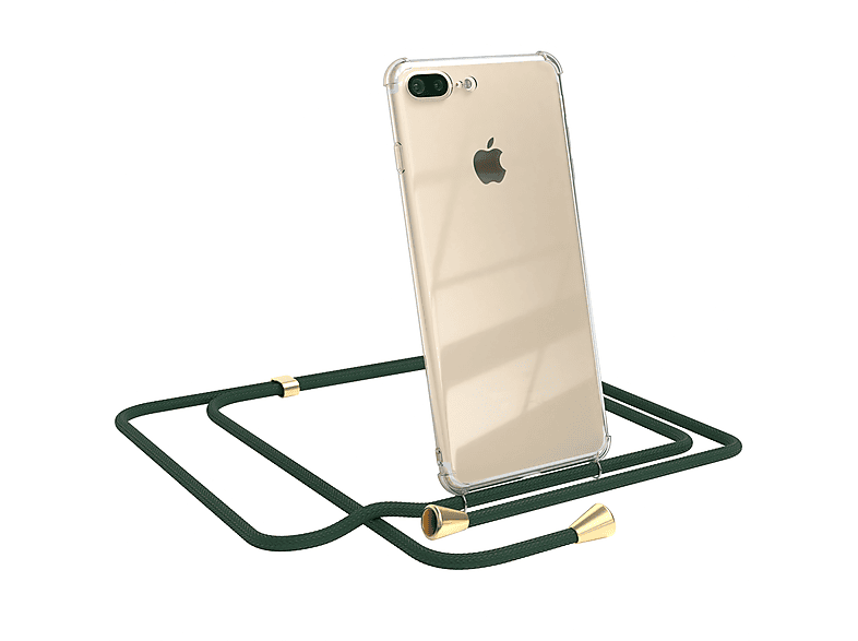 EAZY CASE Chain normal, Umhängetasche, Apple, iPhone 8 Plus / 7 Plus, Grün / Clips Gold