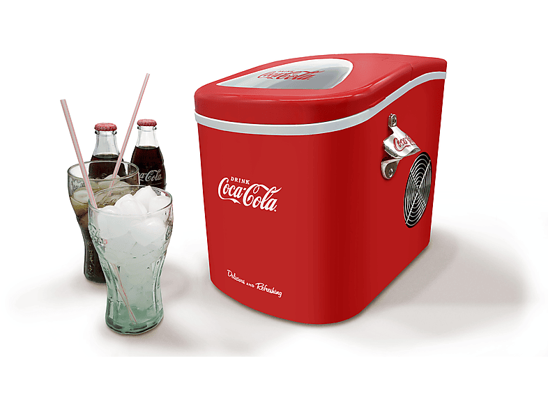 SALCO Coca-Cola Eiswürfelmaschine, Ice Maker, 12 kg, Selbstreinigend, leise, 2 Eiswürfelgrößen Eiswürfelmaschine (100 Watt, rot)