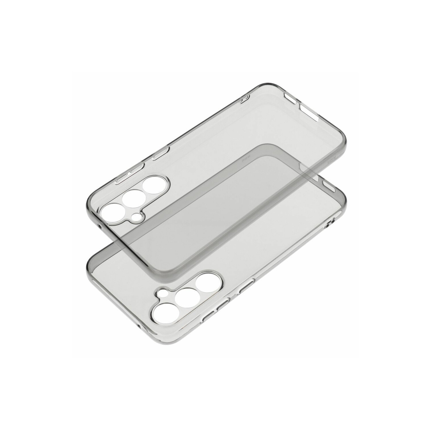 Zwei transparente Handyhüllen, eine oben auf der anderen.