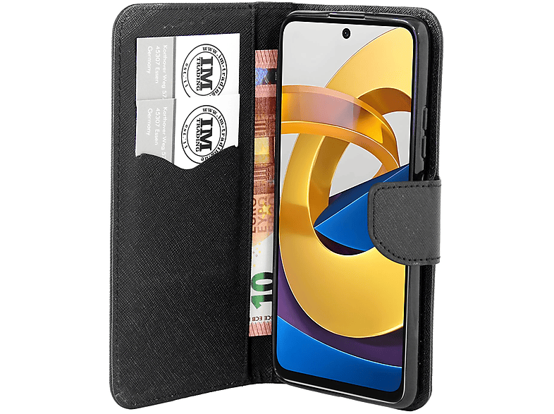 COFI Buch Tasche Fancy, Bookcover, Xiaomi, Redmi Note 12s 4G, Schwarz