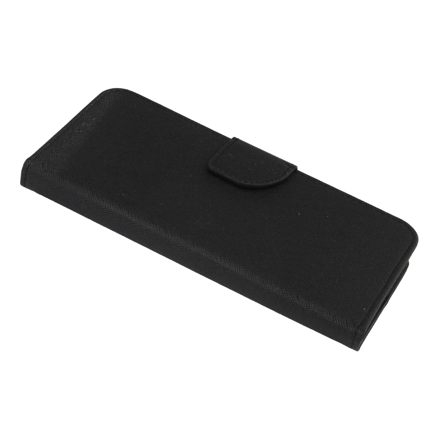 Una custodia per telefono nera. È chiusa e ha una chiusura magnetica.