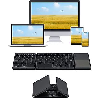 KINSI Bluetooth-Tastatur, Wireless-Tastatur, Faltbare, mit Touchpad Slimline-Tastatur, Tastatur