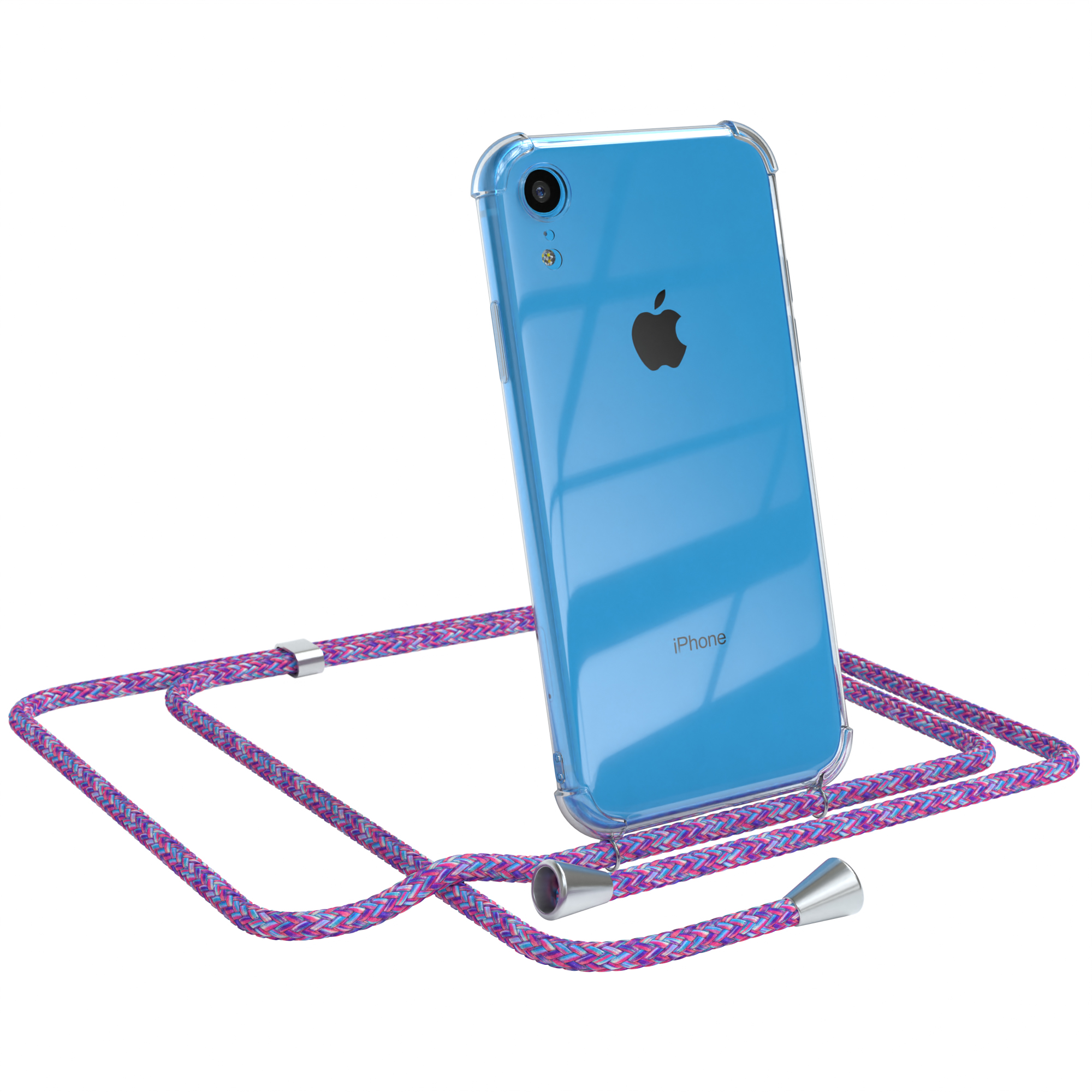 XR, EAZY CASE iPhone Clips normal, Lila Chain Apple, Umhängetasche, Silber /