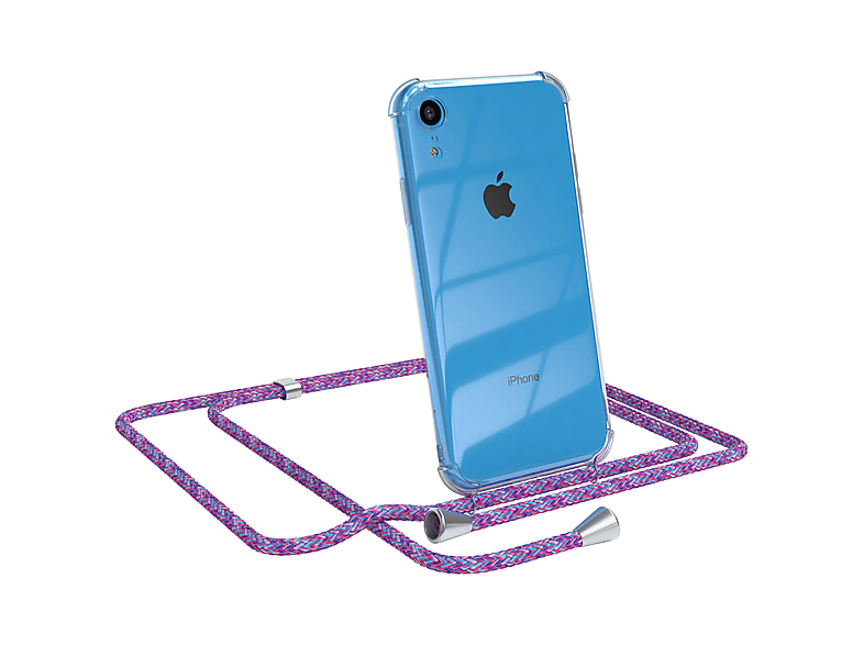EAZY CASE Chain normal, Umhängetasche, Apple, iPhone XR, Lila / Clips Silber