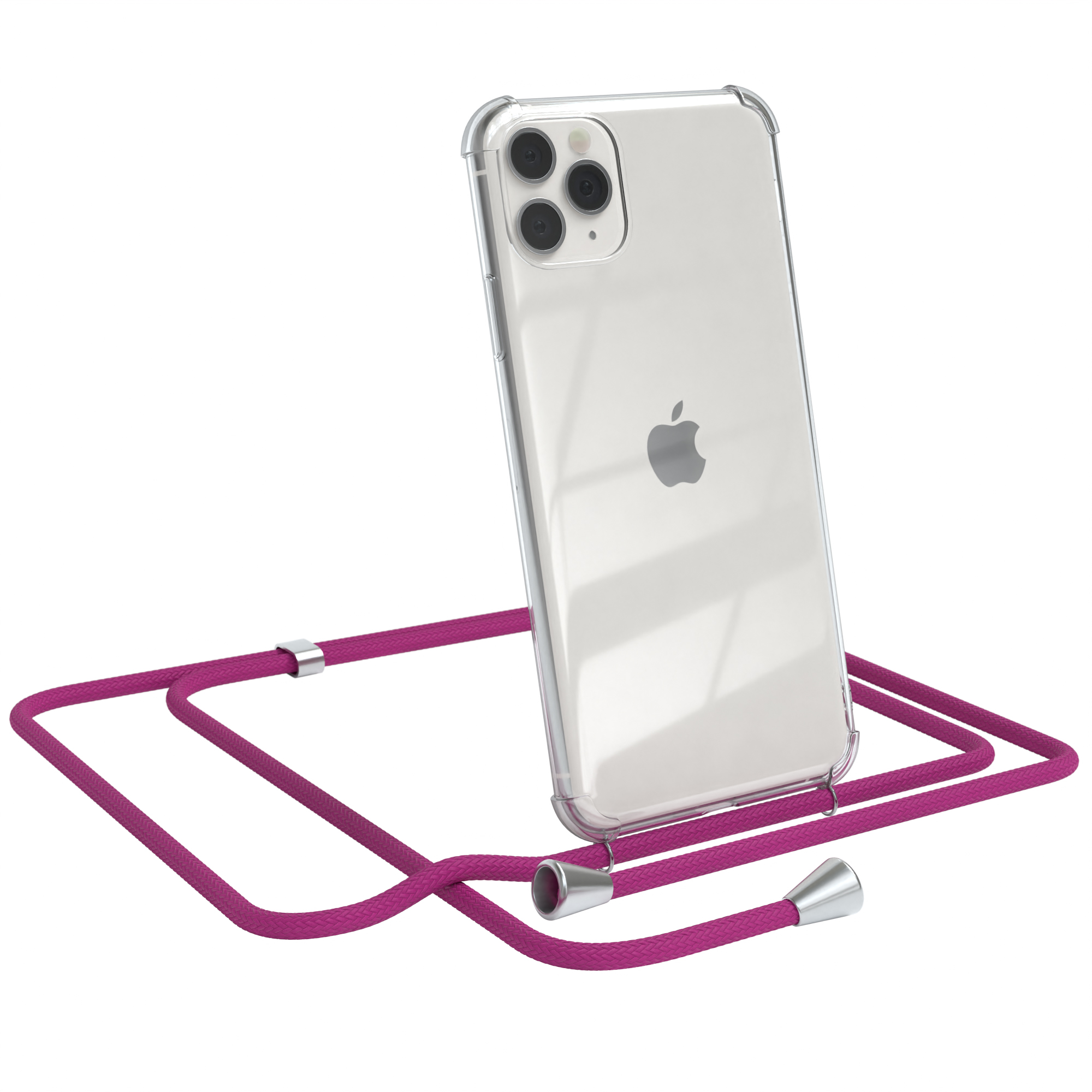 EAZY CASE Chain normal, Umhängetasche, iPhone 11 Pink / Max, Clips Silber Pro Apple