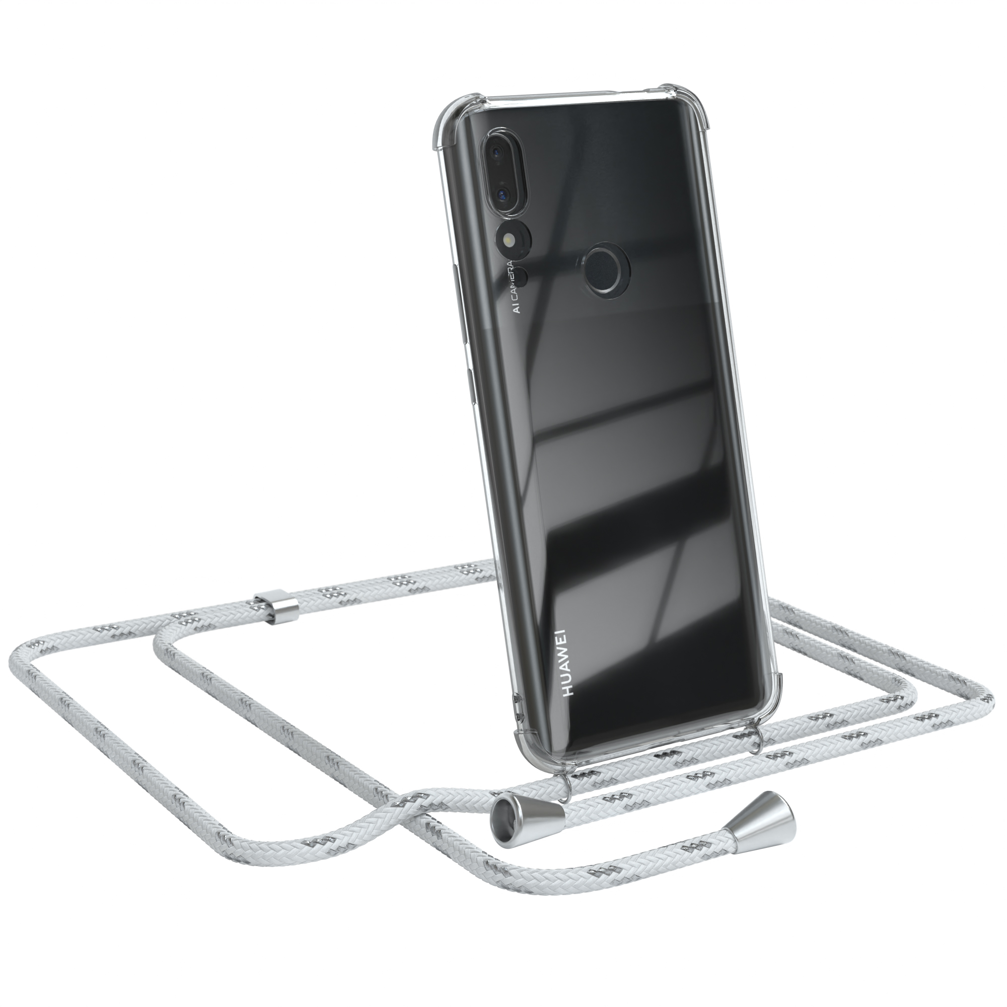 EAZY Chain normal, Smart P Huawei, Weiß CASE Silber / Z Prime Y9 (2019), Clips Umhängetasche, /