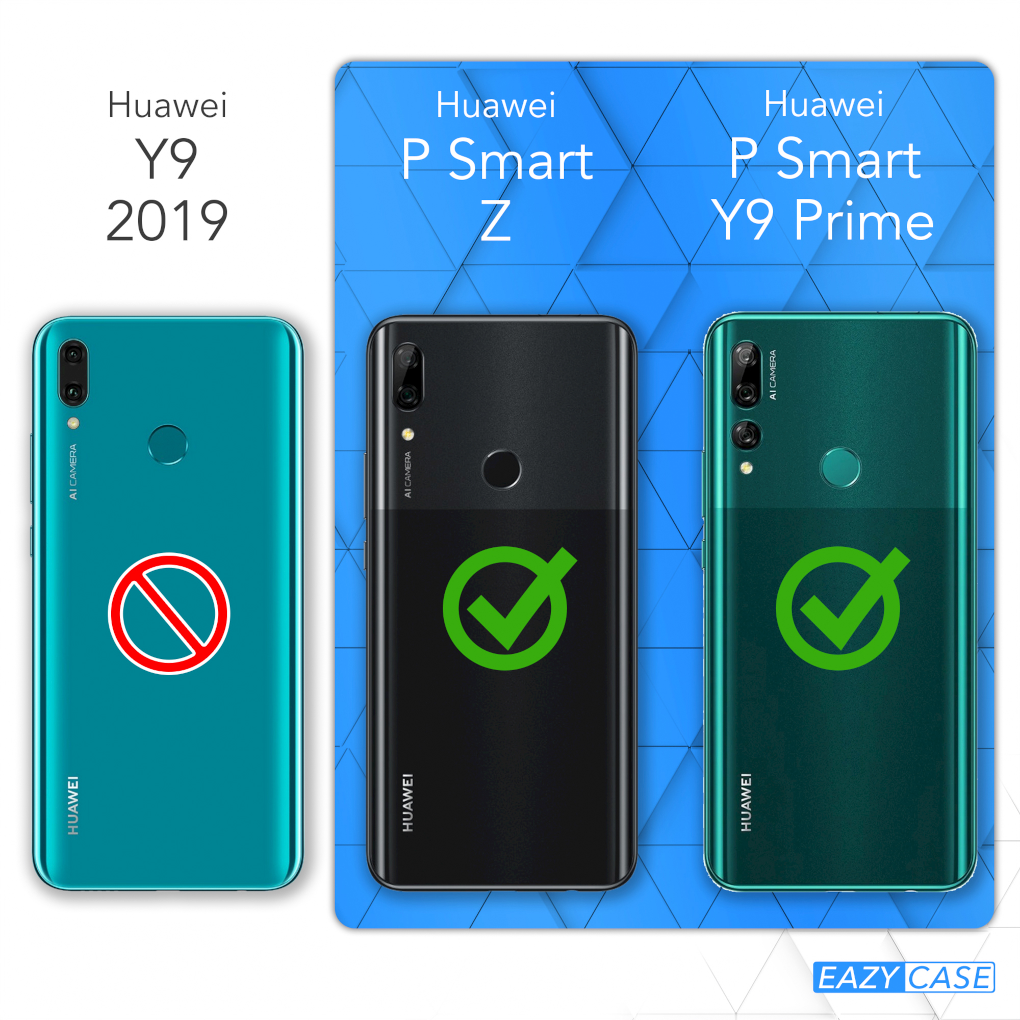 EAZY Chain normal, Smart P Huawei, Weiß CASE Silber / Z Prime Y9 (2019), Clips Umhängetasche, /
