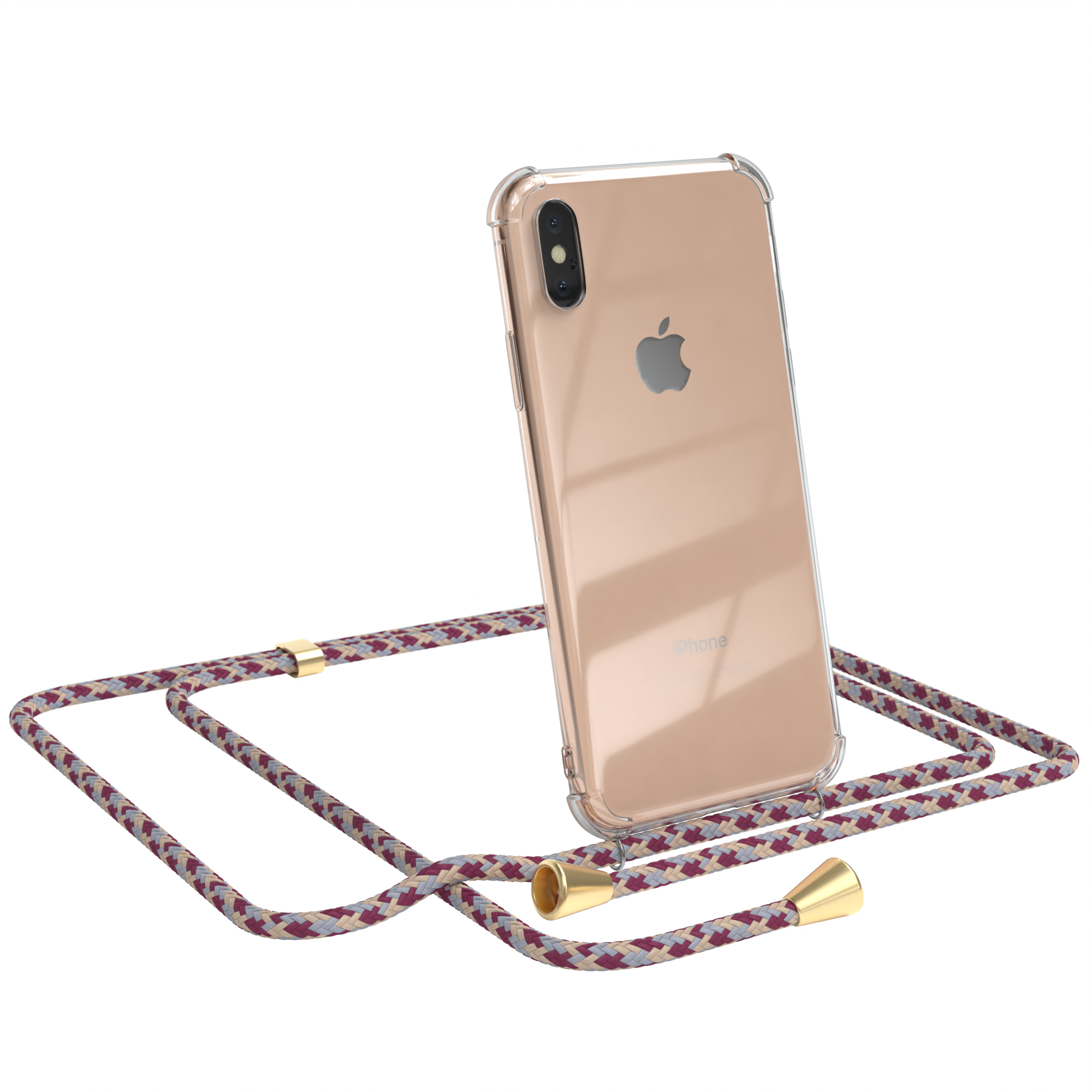 EAZY CASE Chain XS Rot Clips Max, Umhängetasche, Apple, Gold normal, Beige iPhone / Camouflage