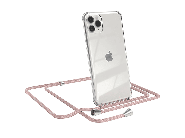 EAZY CASE Chain normal, Umhängetasche, Apple, iPhone 11 Pro Max, Rosé / Clips Silber