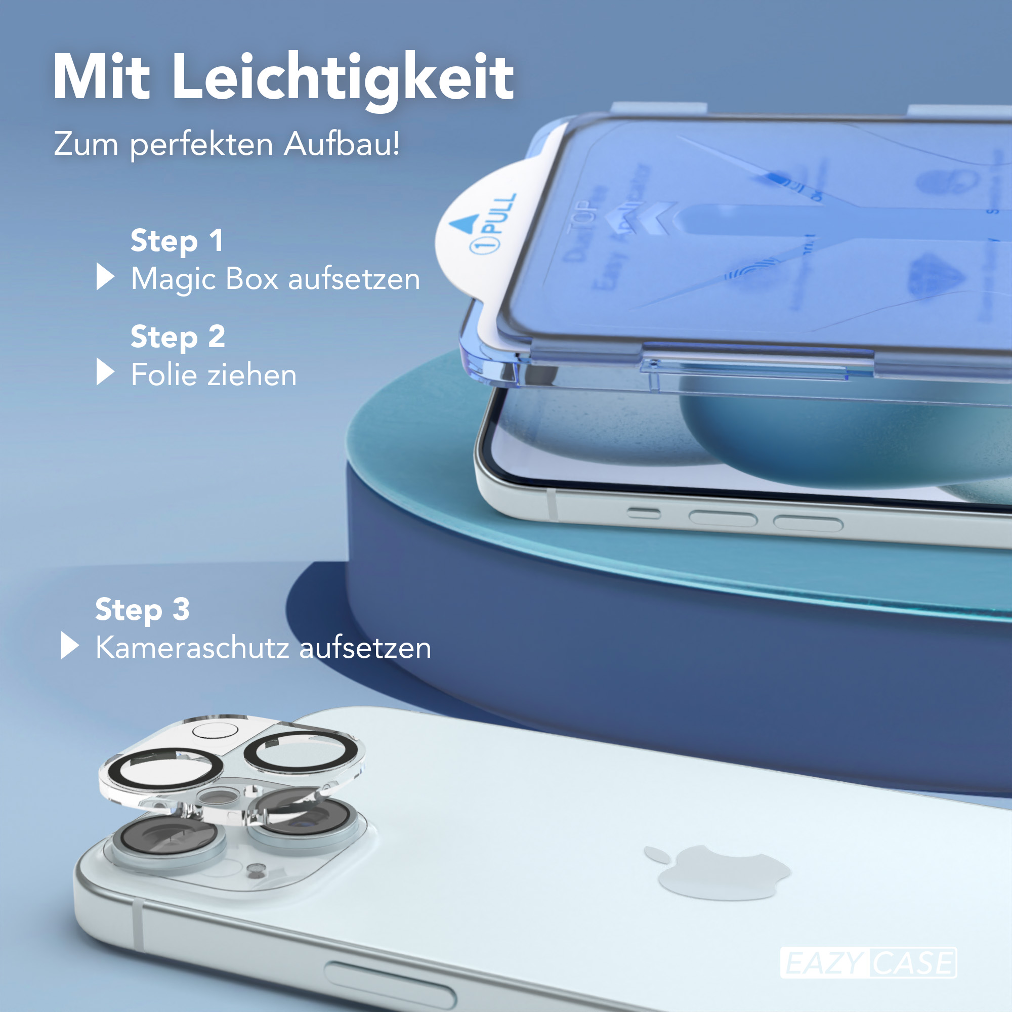 EAZY CASE 2x Screen Magic Displayschutzglas(für iPhone Plus) Protector 15 Apple