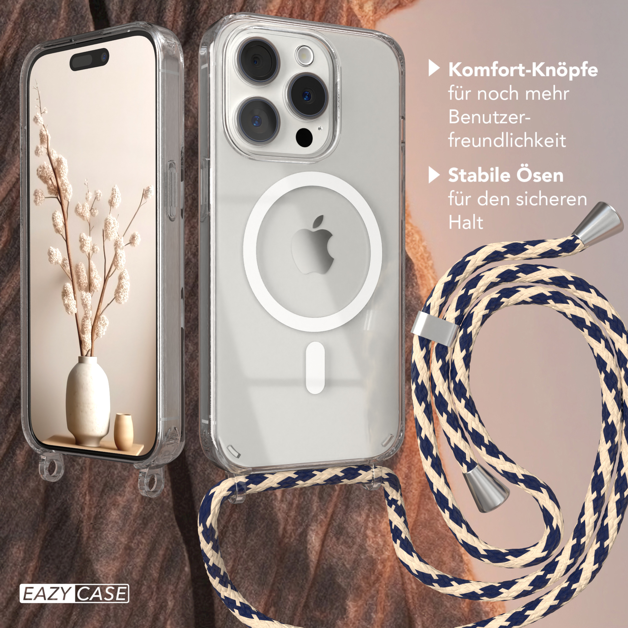 Umhängetasche, iPhone EAZY Apple, CASE Camouflage Chain, Taupe MagSafe 15 Pro,