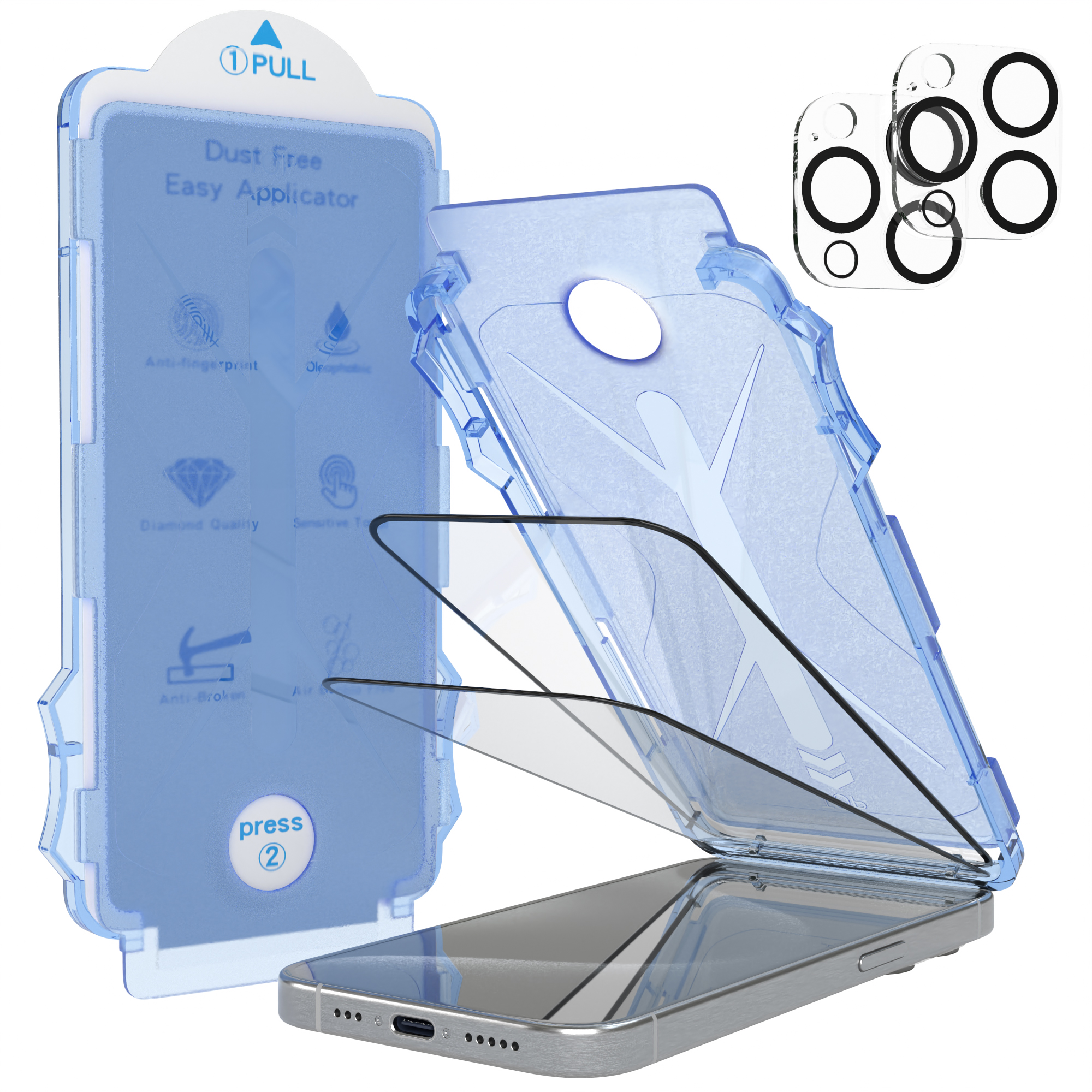 EAZY CASE iPhone Displayschutzglas(für Apple 2x Magic Screen 15 Pro) Protector