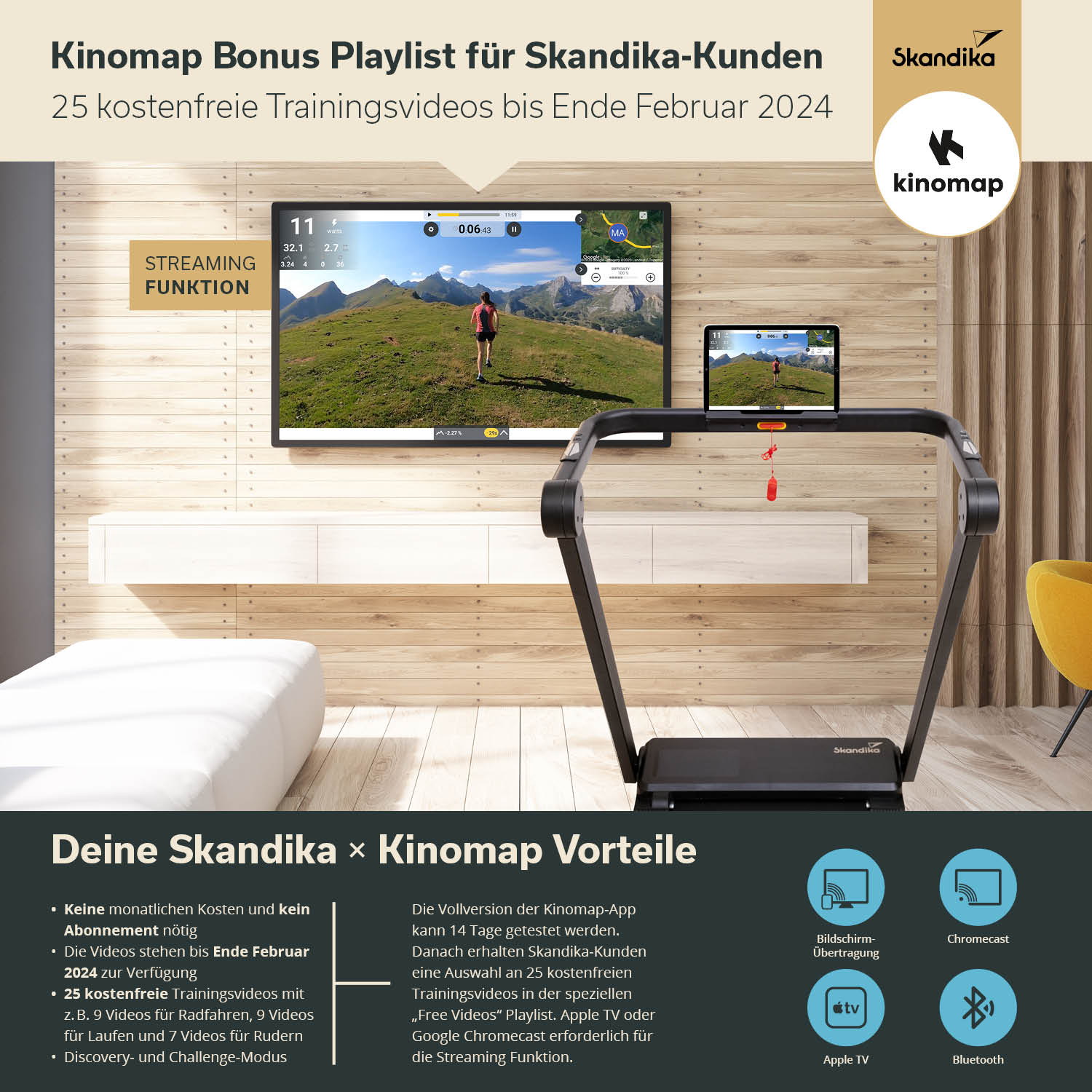 SKANDIKA Nordik Laufband, schwarz K12 + Bodenschutzmatte