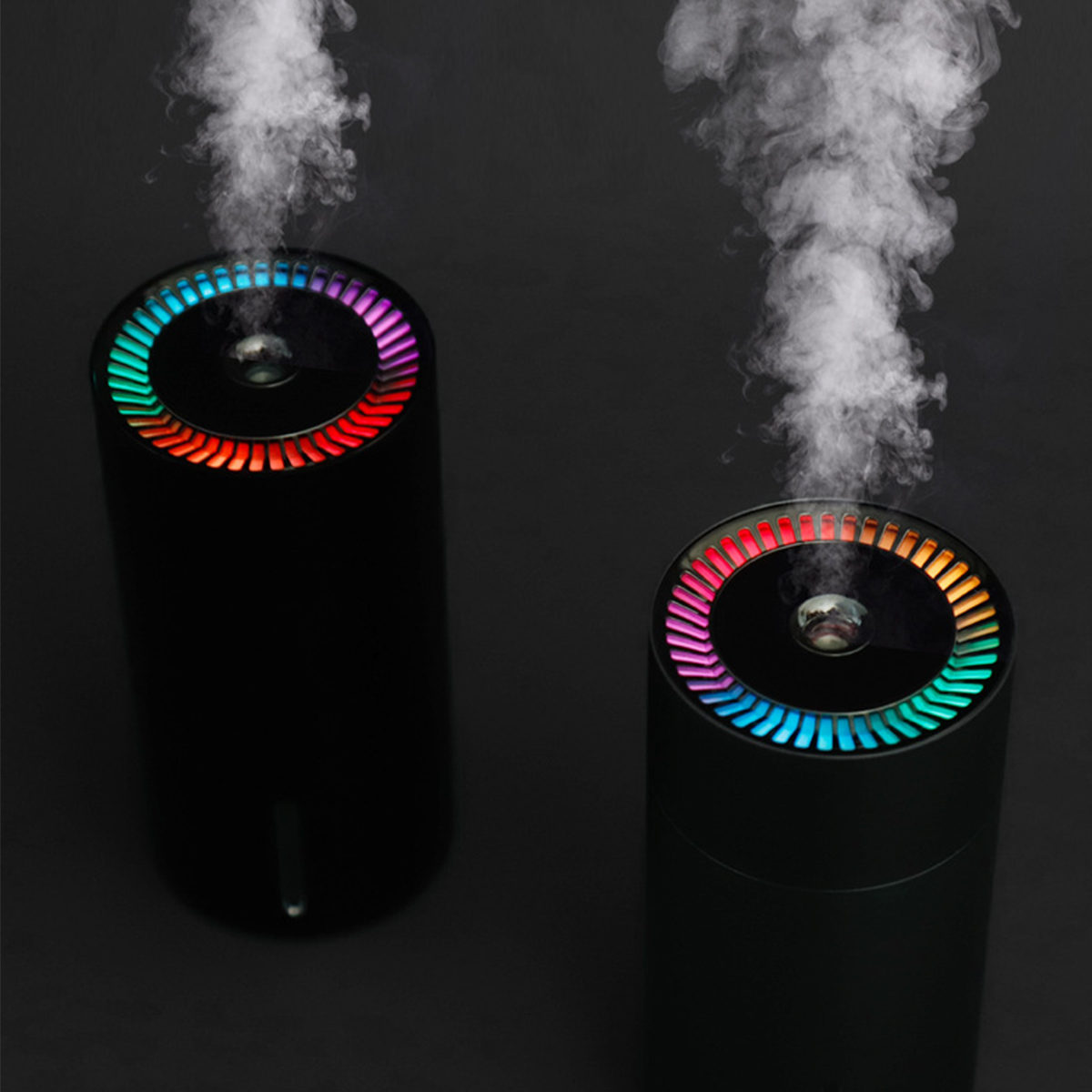 Luftbefeuchter SHAOKE mit 7-Farben-Phantombecher-Luftbefeuchter Tragbarer Aromatherapie, Schwarz m²) USB 10 (Raumgröße: