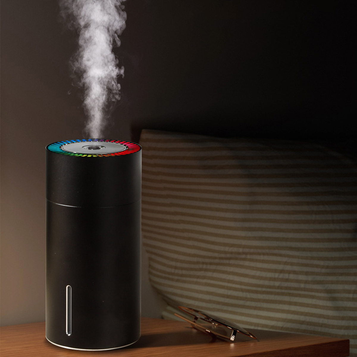 Luftbefeuchter SHAOKE mit 7-Farben-Phantombecher-Luftbefeuchter Tragbarer Aromatherapie, Schwarz m²) USB 10 (Raumgröße: