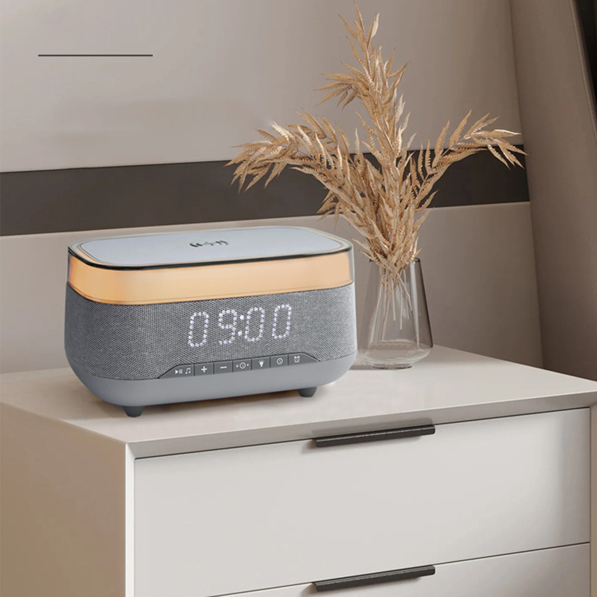SHAOKE mit Grau Drahtloser LED-Uhr Schnellladefunktion Bluetooth-Lautsprecher Lautsprecher, Wecker