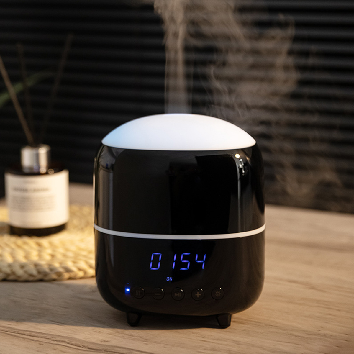 SHAOKE Ultraschall Aroma-Diffuser mit Bluetooth-Lautsprecher 400ml m²) 60 Nachtlicht Schwarz Kapazität Luftbefeuchter & (Raumgröße