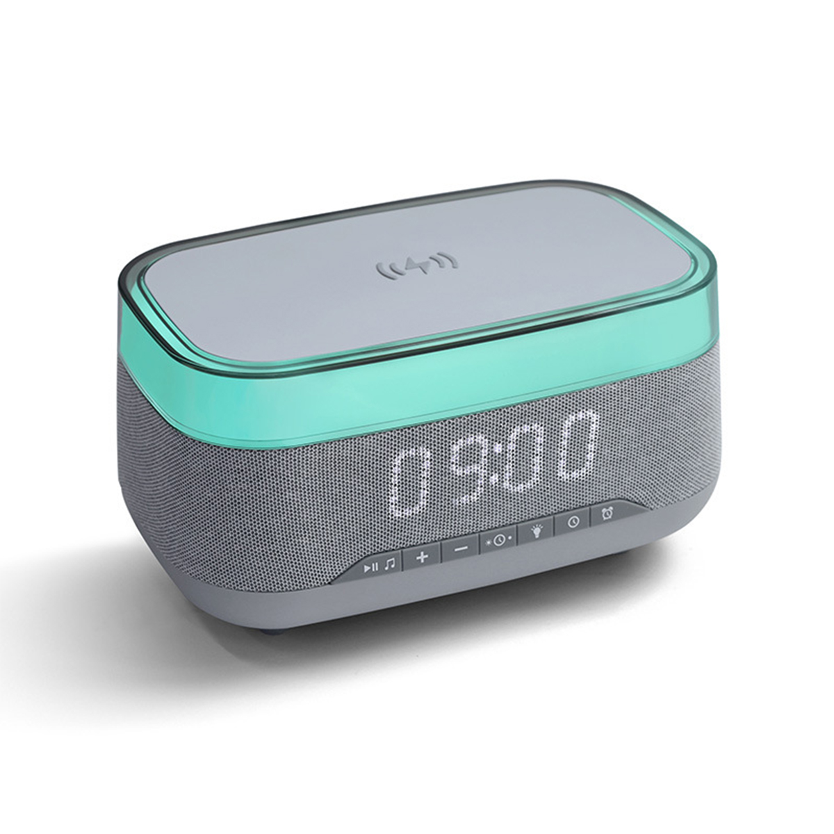 SHAOKE Drahtloser Bluetooth-Lautsprecher mit LED-Uhr Wecker Schnellladefunktion Grau Lautsprecher